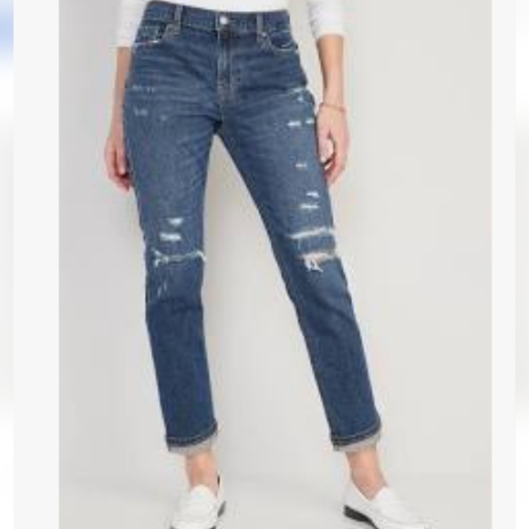 Mid-Rise Boyfriend Straight Ripped Jeans - Picture 3 of 3